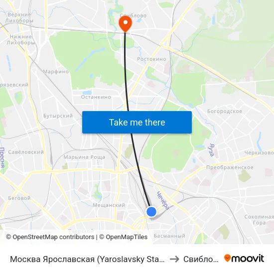 Москва Ярославская (Yaroslavsky Station) to Свиблово map