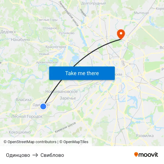 Одинцово to Свиблово map