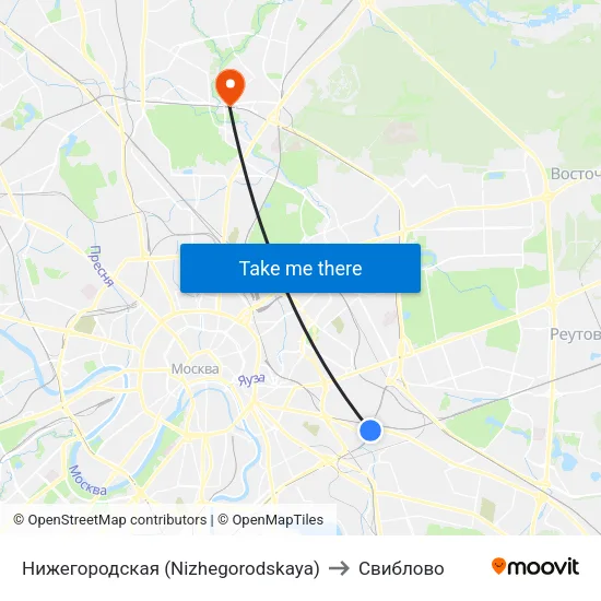 Нижегородская (Nizhegorodskaya) to Свиблово map