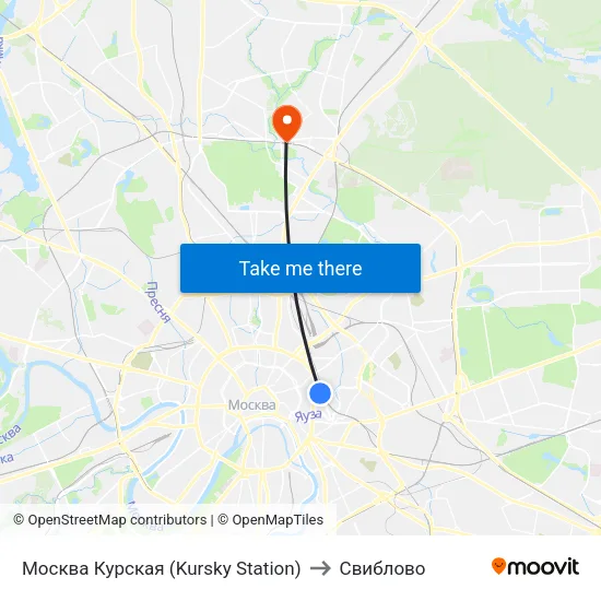 Москва Курская (Kursky Station) to Свиблово map