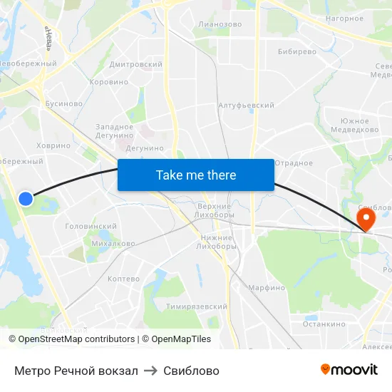 Метро Речной вокзал to Свиблово map