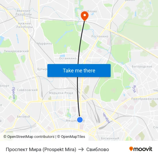 Проспект Мира (Prospekt Mira) to Свиблово map