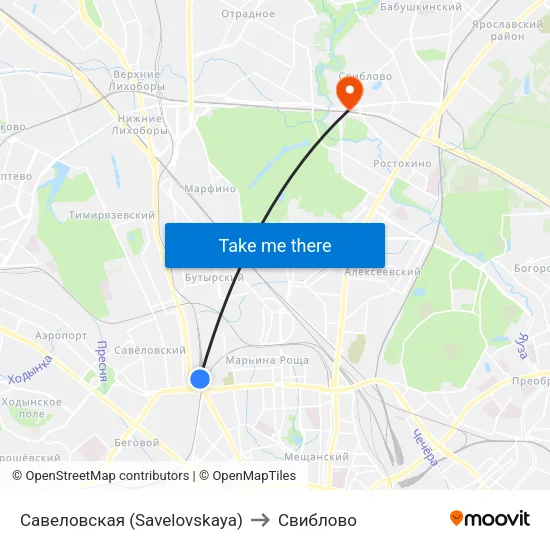 Савеловская (Savelovskaya) to Свиблово map