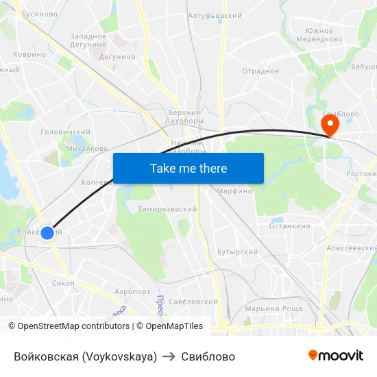 Войковская (Voykovskaya) to Свиблово map