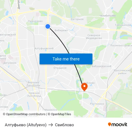 Алтуфьево (Altufyevo) to Свиблово map