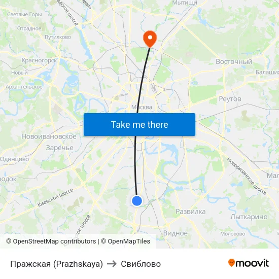 Пражская (Prazhskaya) to Свиблово map