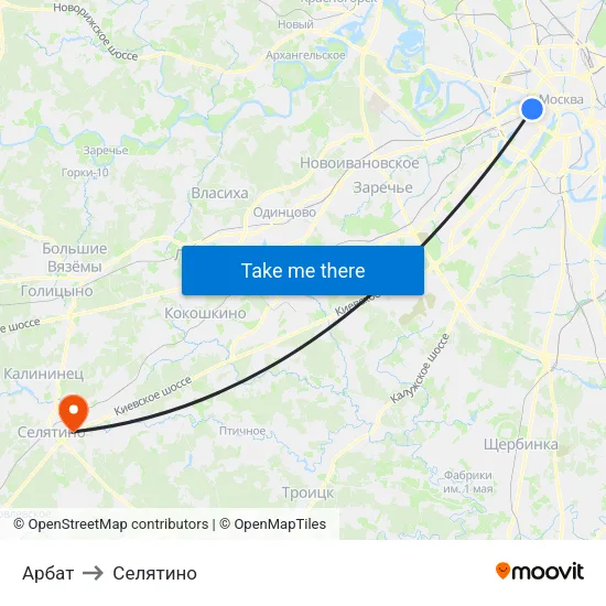 Арбат to Селятино map