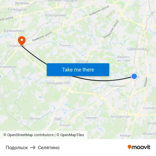 Подольск to Селятино map