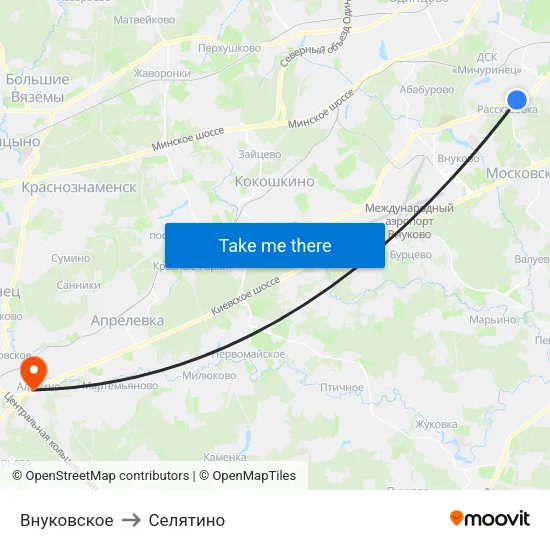 Внуковское to Селятино map