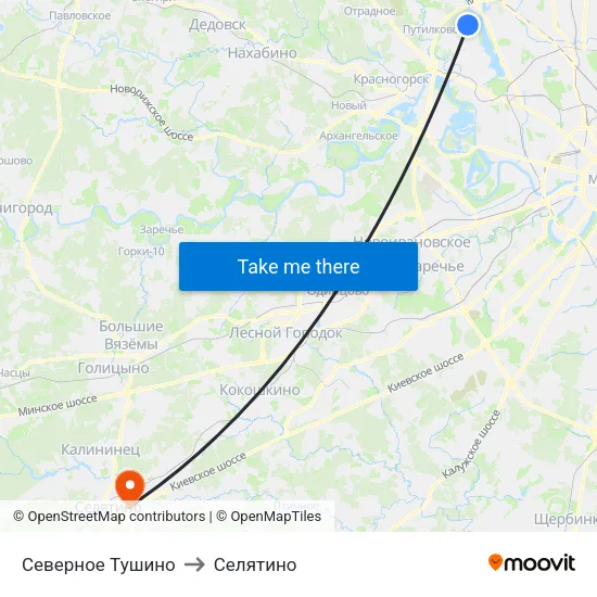 Северное Тушино to Селятино map