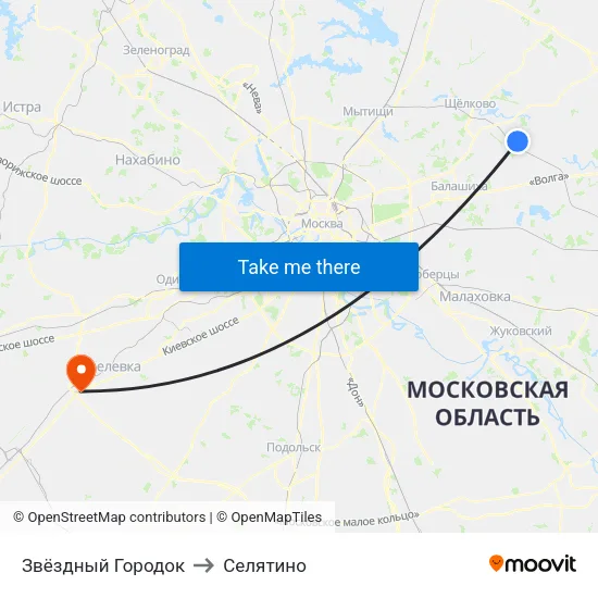 Звёздный Городок to Селятино map