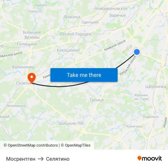 Мосрентген to Селятино map