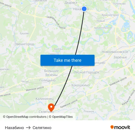 Нахабино to Селятино map