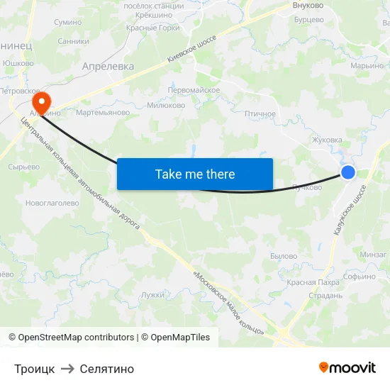 Троицк to Селятино map