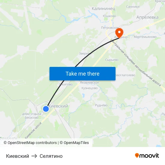 Киевский to Селятино map