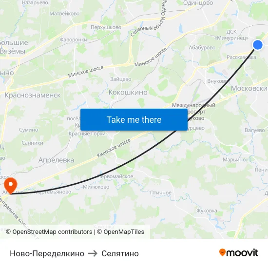 Ново-Переделкино to Селятино map