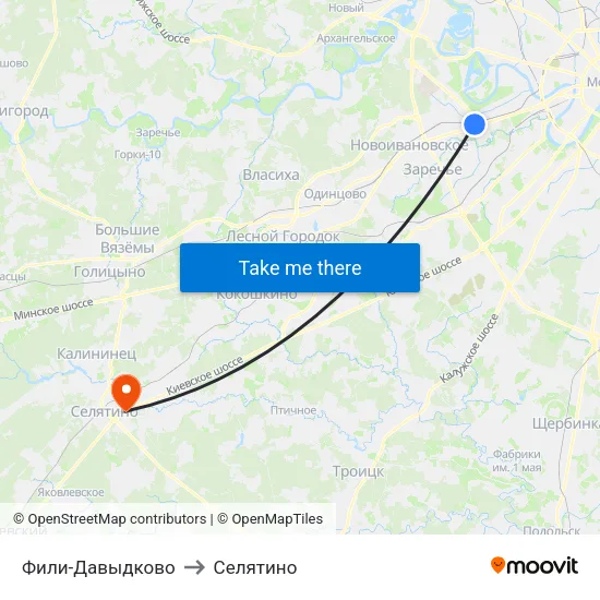 Фили-Давыдково to Селятино map