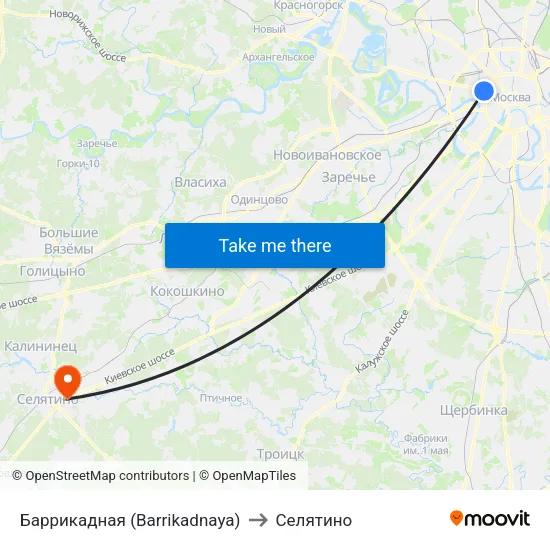 Баррикадная (Barrikadnaya) to Селятино map
