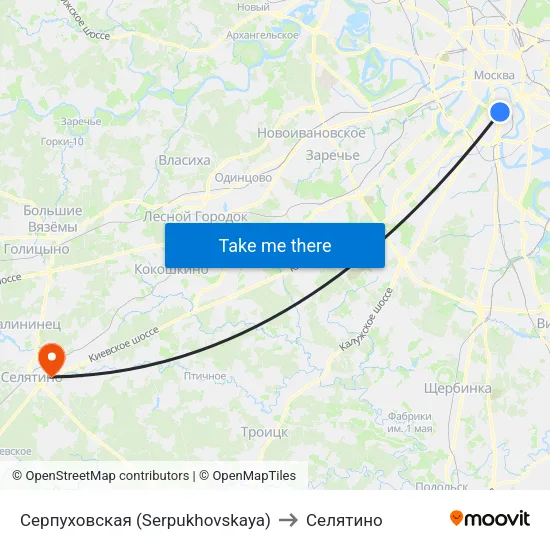 Серпуховская (Serpukhovskaya) to Селятино map
