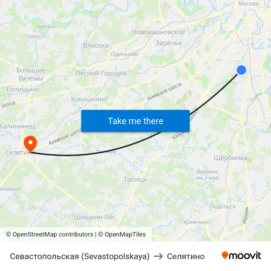 Севастопольская (Sevastopolskaya) to Селятино map