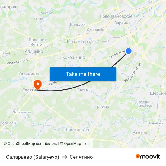 Саларьево (Salaryevo) to Селятино map