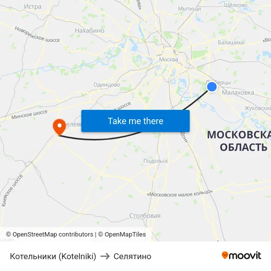 Котельники (Kotelniki) to Селятино map