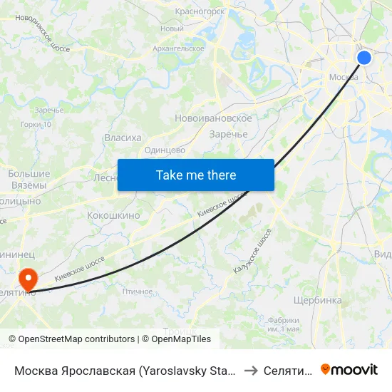 Москва Ярославская (Yaroslavsky Station) to Селятино map