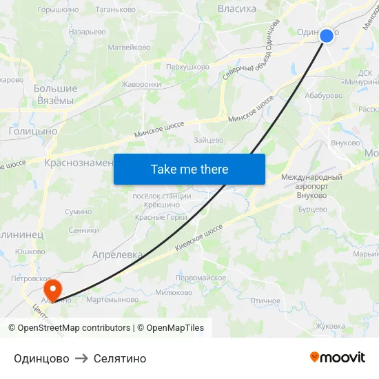 Одинцово to Селятино map