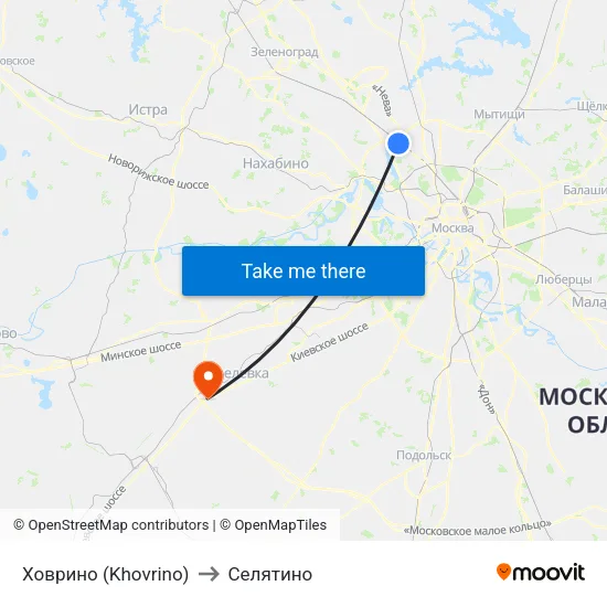 Ховрино (Khovrino) to Селятино map