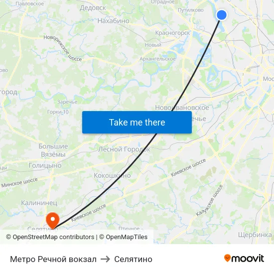 Метро Речной вокзал to Селятино map