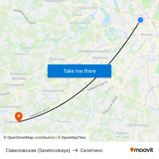 Савеловская (Savelovskaya) to Селятино map