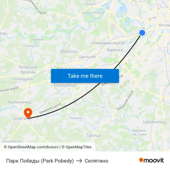 Парк Победы (Park Pobedy) to Селятино map