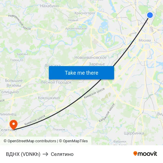 ВДНХ (VDNKh) to Селятино map