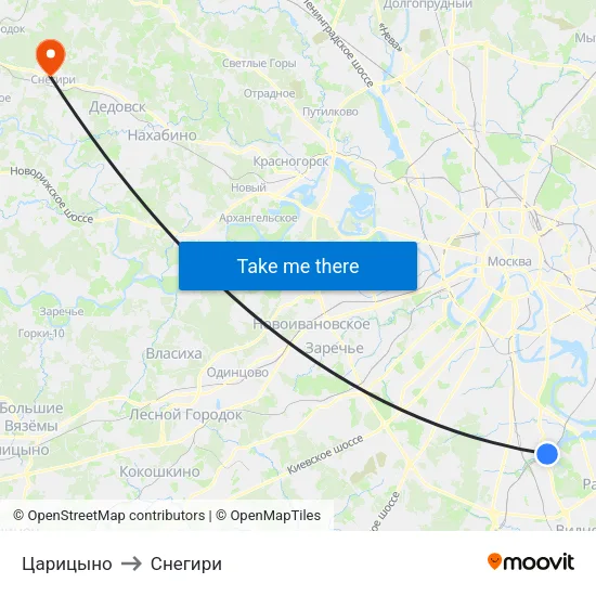 Царицыно to Снегири map