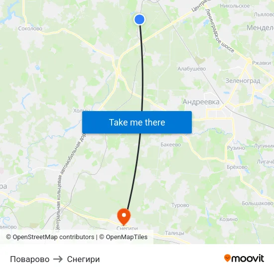 Поварово to Снегири map