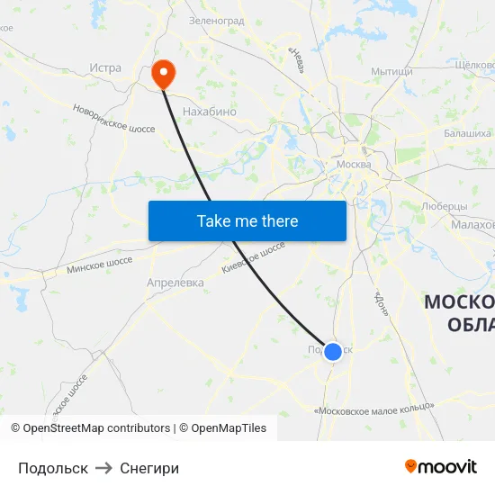 Подольск to Снегири map