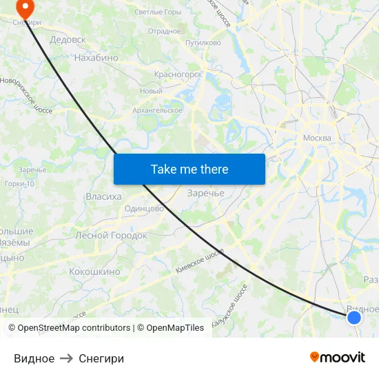Видное to Снегири map