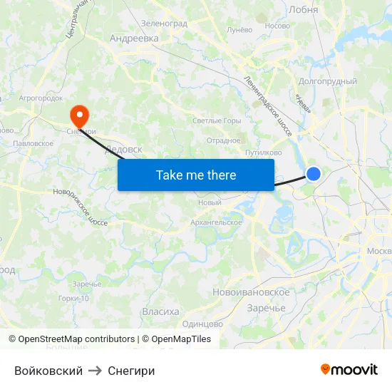 Войковский to Снегири map