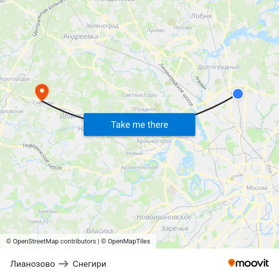Лианозово to Снегири map
