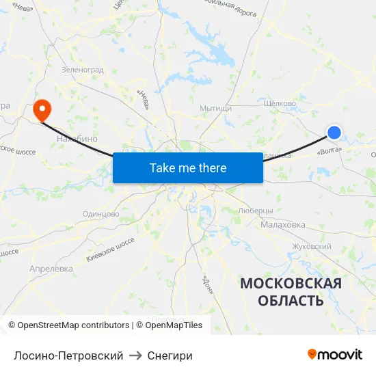 Лосино-Петровский to Снегири map