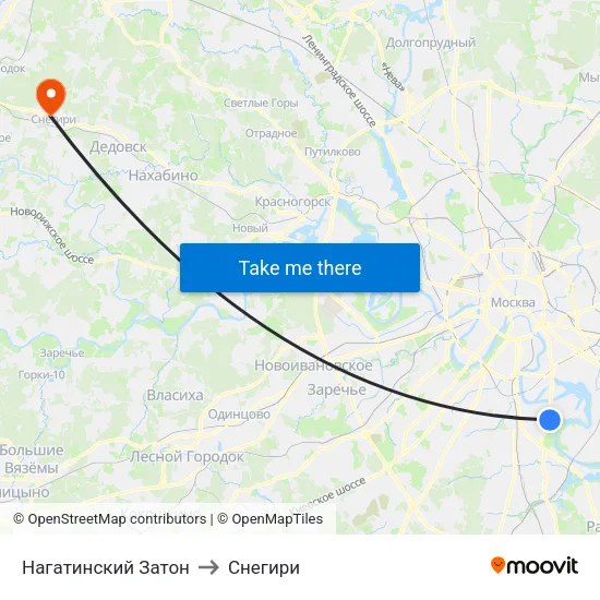 Нагатинский Затон to Снегири map