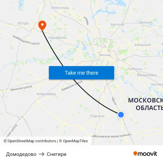 Домодедово to Снегири map