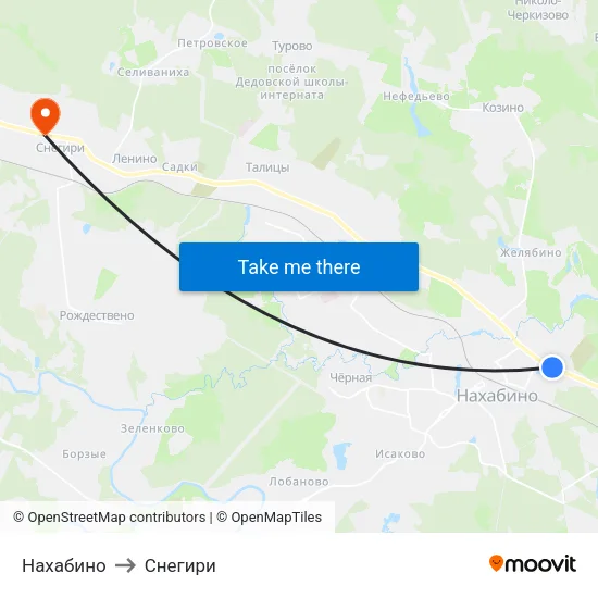 Нахабино to Снегири map