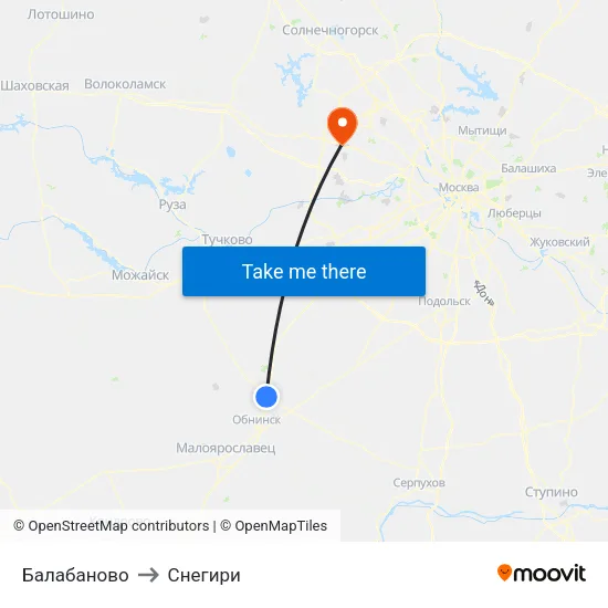 Балабаново to Снегири map