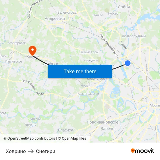 Ховрино to Снегири map