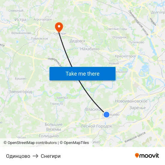 Одинцово to Снегири map