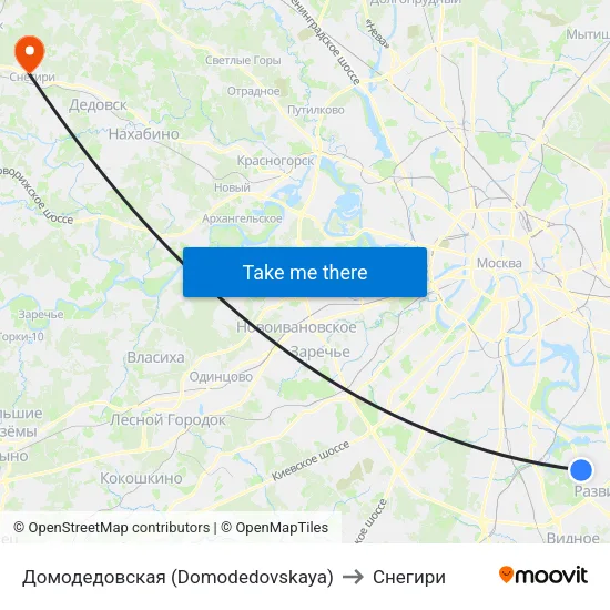 Домодедовская (Domodedovskaya) to Снегири map