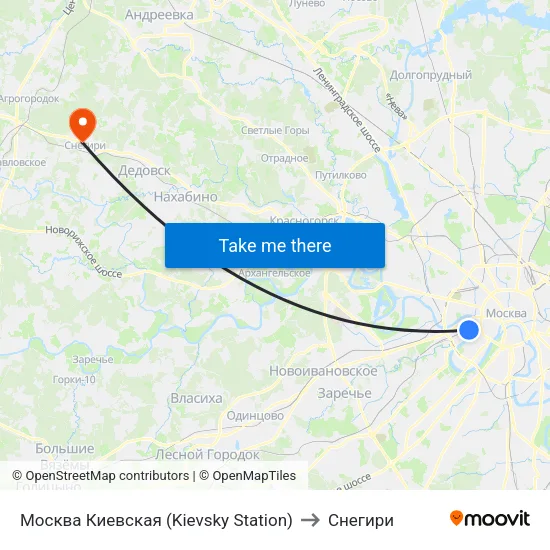 Москва Киевская (Kievsky Station) to Снегири map