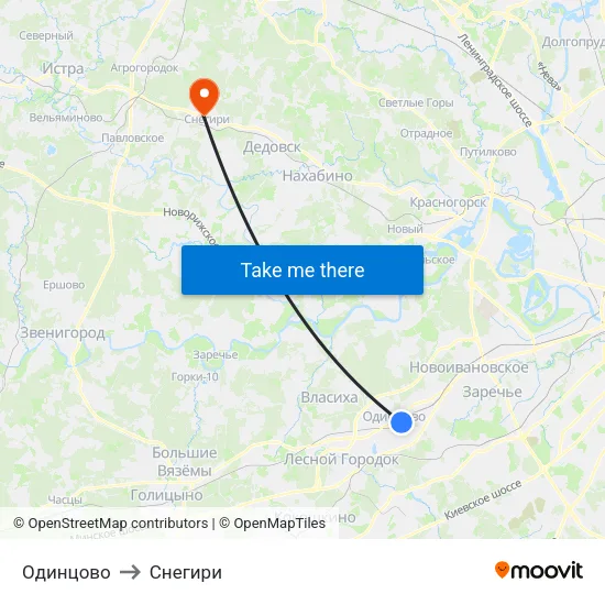 Одинцово to Снегири map