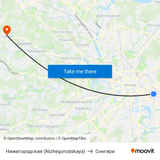 Нижегородская (Nizhegorodskaya) to Снегири map